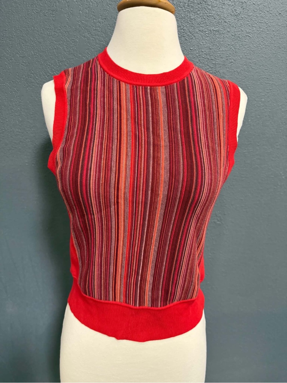 rag & bone Red Multistripe Sleeveless Knit Tank